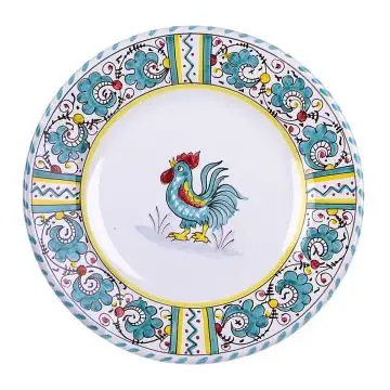 Deruta salad and dessert plate from the Galletto Verde Semplice collection, handmade by Antica Deruta - Italy