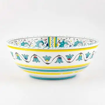 Deruta serving bowl from the Galletto Verde collection, handmade by Antica Deruta - Italy