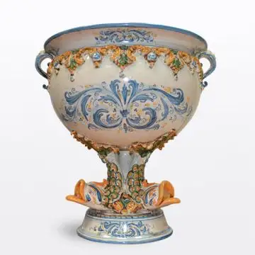 Italian footed centerpiece & planter handcrafted in Caltagirone, Sicily