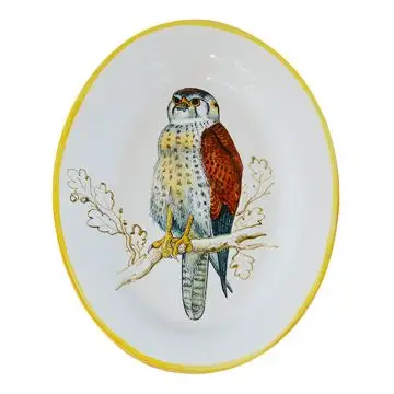 Italian oval platter Bird 3 from the Joy Collection handmade by Francesca Niccacci in Deruta