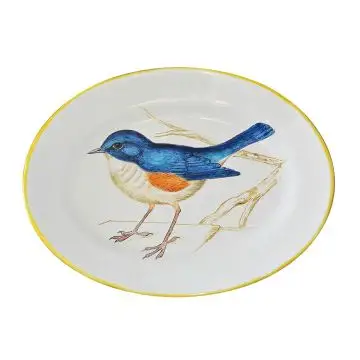 Italian oval platter Bird 5 from the Joy Collection handmade by Francesca Niccacci in Deruta