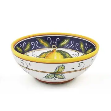 Italian cereal bowl from the Limoni Blu Collection handmade by D&G Design in Deruta