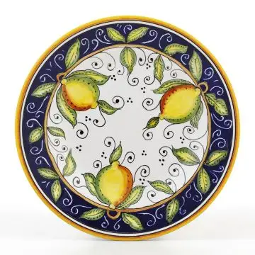 Italian salad & dessert plate from the Limoni Blu Collection handmade by D&G Design in Deruta