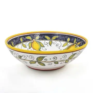 Italian serving bowl from the Limoni Blu Collection handmade by D&G Design in Deruta