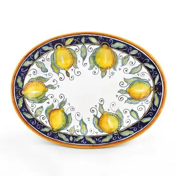 Italian oval platter from the Limoni Blu Collection handmade by D&G Design in Deruta