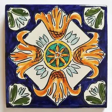 Hand-painted Italian tile LF01 from the Classic collection, entirely handcrafted by La Fauci in Messina, Sicily