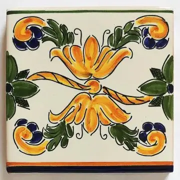 Hand-painted Italian tile LF05 from the Classic collection, entirely handcrafted by La Fauci in Messina, Sicily