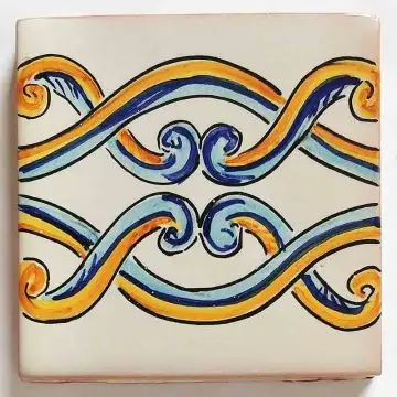 Hand-painted Italian tile LF16 from the Classic collection, entirely handcrafted by La Fauci in Messina, Sicily