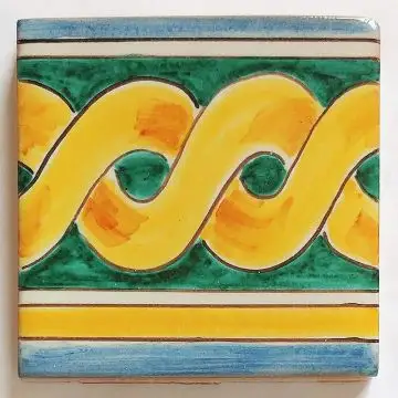 Hand-painted Italian tile LF18 from the Classic collection, entirely handcrafted by La Fauci in Messina, Sicily