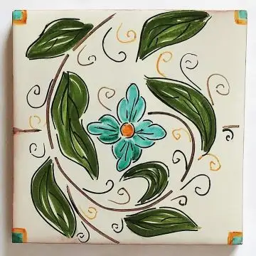 Hand-painted Italian tile LF25 from the Classic collection, entirely handcrafted by La Fauci in Messina, Sicily