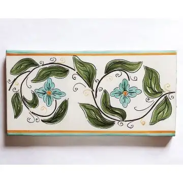 Hand-painted Italian border tile LF25 from the Classic collection, entirely handcrafted by La Fauci in Messina, Sicily