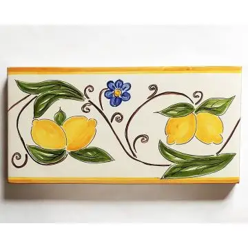 Hand-painted Italian tile LF27 from the Classic collection, entirely handcrafted by La Fauci in Messina, Sicily