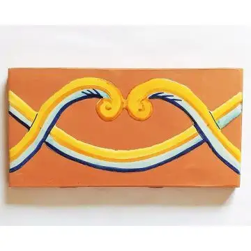 Hand-painted Italian border tile LF31 from the Classic collection, entirely handcrafted by La Fauci in Messina, Sicily