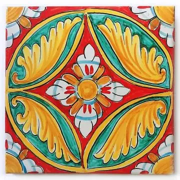 Hand-painted Italian tile LF35 from the Classic collection, entirely handcrafted by La Fauci in Messina, Sicily