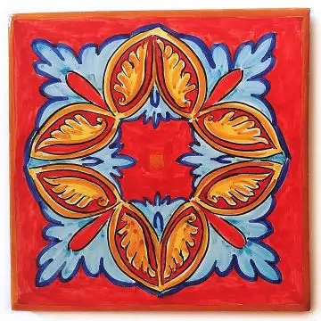 Hand-painted Italian tile LF36 from the Classic collection, entirely handcrafted by La Fauci in Messina, Sicily