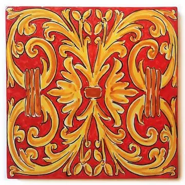 Hand-painted Italian tile LF37 from the Classic collection, entirely handcrafted by La Fauci in Messina, Sicily