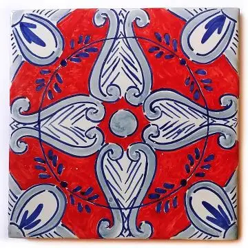 Hand-painted Italian tile LF39 from the Classic collection, entirely handcrafted by La Fauci in Messina, Sicily