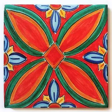 Hand-painted Italian tile LF40 from the Classic collection, entirely handcrafted by La Fauci in Messina, Sicily
