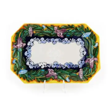Italian octagonal platter Lilium from the Ottagonali Collection handmade by Francesca Niccacci in Deruta