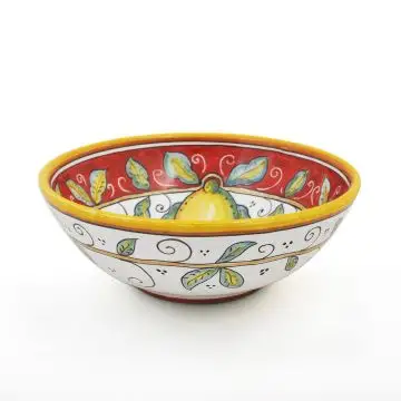Italian pasta & soup bowl from the Limoni Rosso Collection handmade by D&G Design in Deruta