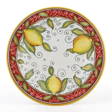 Italian dinner plate from the Limoni Rosso Collection handmade by D&G Design in Deruta