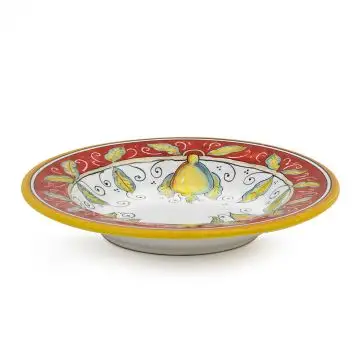 Italian pasta & soup plate from the Limoni Rosso Collection handmade by D&G Design in Deruta