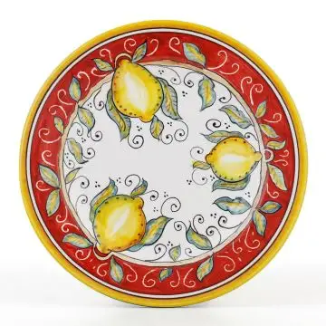 Italian salad & dessert plate from the Limoni Rosso Collection handmade by D&G Design in Deruta