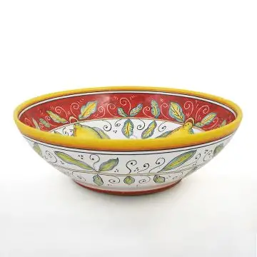 Italian serving bowl from the Limoni Rosso Collection handmade by D&G Design in Deruta