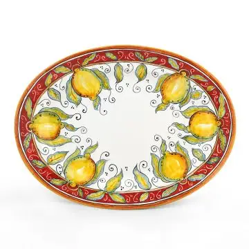 Italian oval platter from the Limoni Rosso Collection handmade by D&G Design in Deruta