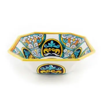 Italian octagonal serving bowl Margherita from the Ottagonali Collection handmade by Francesca Niccacci in Deruta