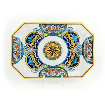 Italian octagonal platter from the Ottagonali Collection handmade by Francesca Niccacci in Deruta