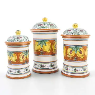 Melograni Italian canister handmade by Fima in Deruta