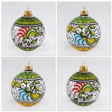 Set of four handmade Italian Christmas baubles by Ceramiche Andrilia - Deruta