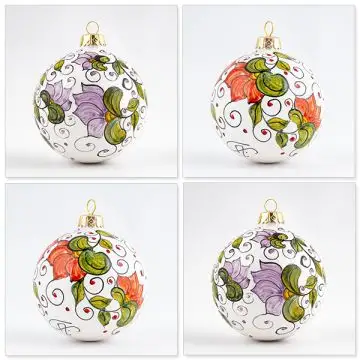 Set of four handmade Italian Christmas baubles by Ceramiche Andrilia - Deruta