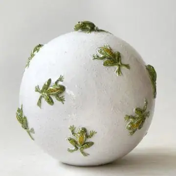 Tuscan white Frogs sphere handcrafted by ND Dolfi in Montelupo Fiorentino, Italy