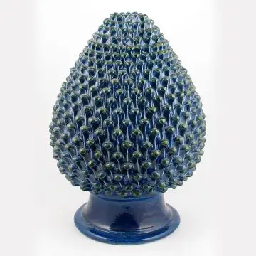 Blue Table Lamp Pine Cones ND Dolfi Handmade in Tuscany 