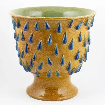 Blue Drops Footed Planter ND Dolfi Handmade in Tuscany