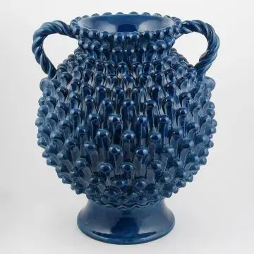 Blue Footed Vase Pine Scales ND Dolfi Handmade in Tuscany