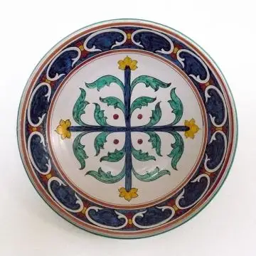 Tuscan geometric wall plate 03 handcrafted by ND Dolfi in Montelupo Fiorentino, Italy