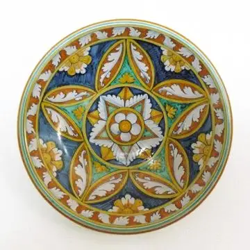 Tuscan geometric wall plate 07 handcrafted by ND Dolfi in Montelupo Fiorentino, Italy