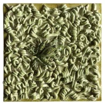 Contemporary Tuscan tile ND49 handcrafted by ND Dolfi in Montelupo Fiorentino, Italy