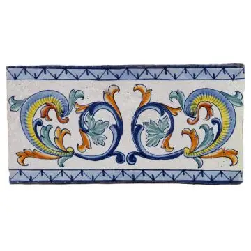 Hand-painted Deruta tile or by Antica Deruta, Italy. The tile is entirely handcrafted.
