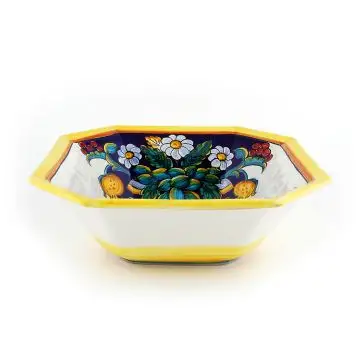 Italian octagonal serving bowl Paniera from the Ottagonali Collection handmade by Francesca Niccacci in Deruta