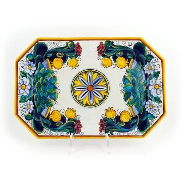 Italian octagonal platter Paniera from the Ottagonali Collection handmade by Francesca Niccacci in Deruta
