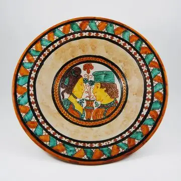 Italian centerpiece bowl handmade in Mantua using the traditional sgraffito method