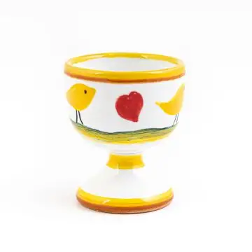 Italian egg cup from the Pulcino Collection handmade by D&G Design in Deruta
