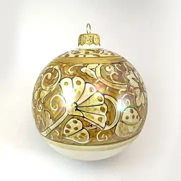Italian Christmas ball ornament with flower lustre collection handmade by Rampini in Gubbio, Italy - main image