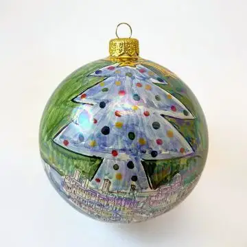 Italian Christmas ball ornament handmade by Rampini in Gubbio, Italy