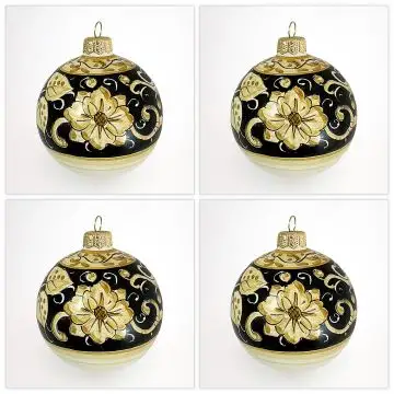 Set of 4 Italian Christmas ball ornaments handmade by Rampini in Gubbio, Italy
