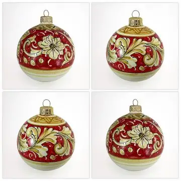 Set of 4 Italian Christmas ball ornaments handmade by Rampini in Gubbio, Italy